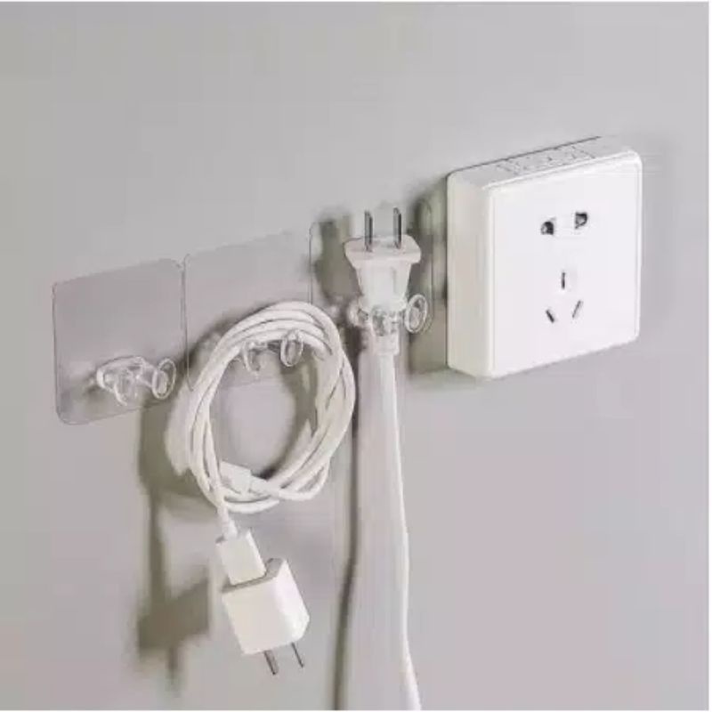 Jual Gantungan Dinding Colokan Kepala 2 Hook Kabel Transparan Cantolan ...