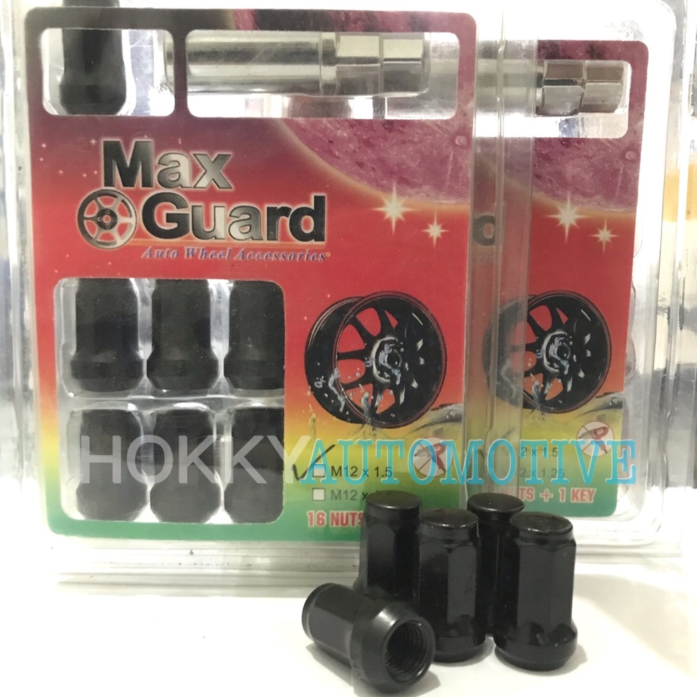 Jual lug nut maxguard 1.5mm black/mur warna baut roda racing maxguard ...
