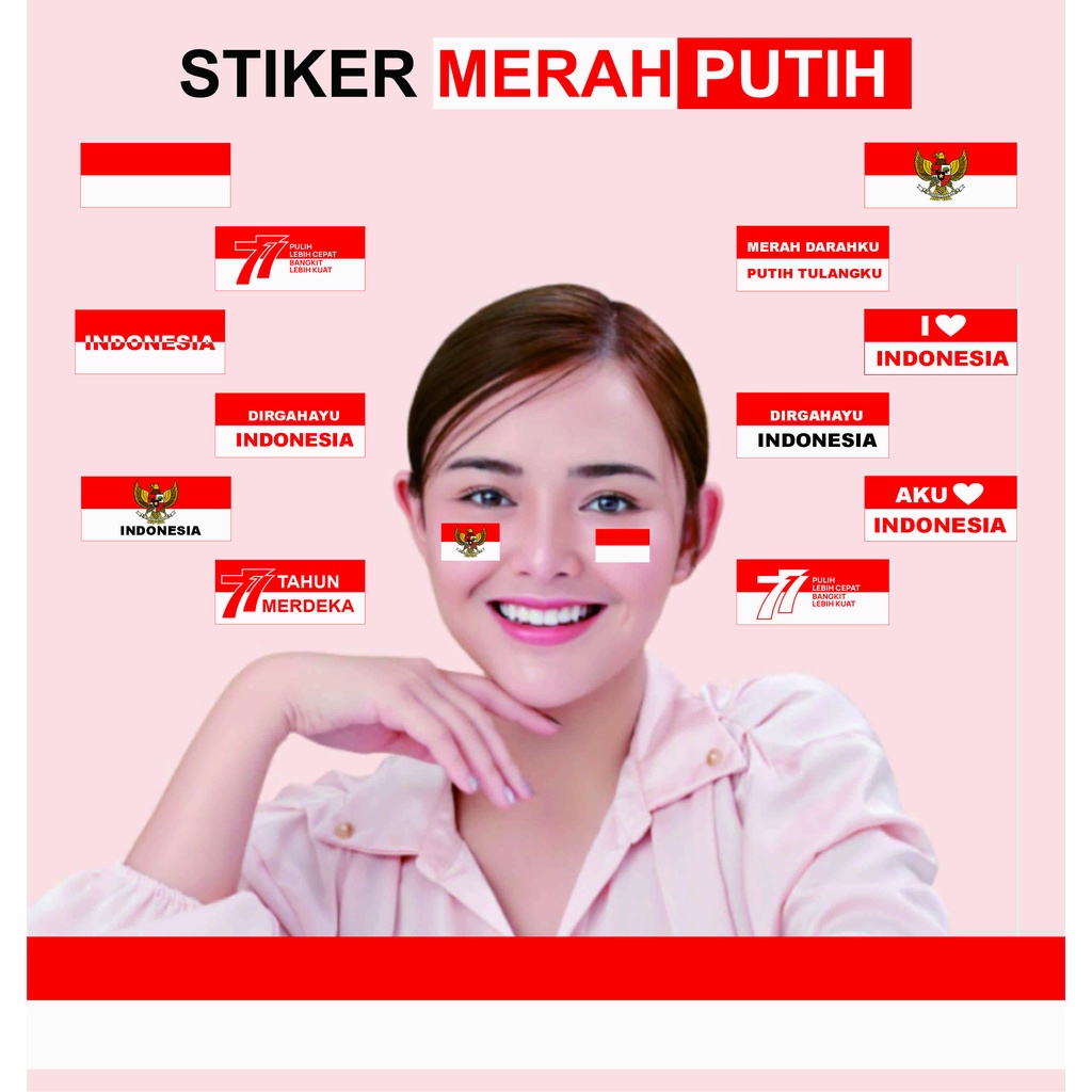 Jual Stiker Pipi Merah Putih Stiker Bendera Merah Putih Sticker Pipi Bendera 24 Pcs Dan 48 Pcs 0861