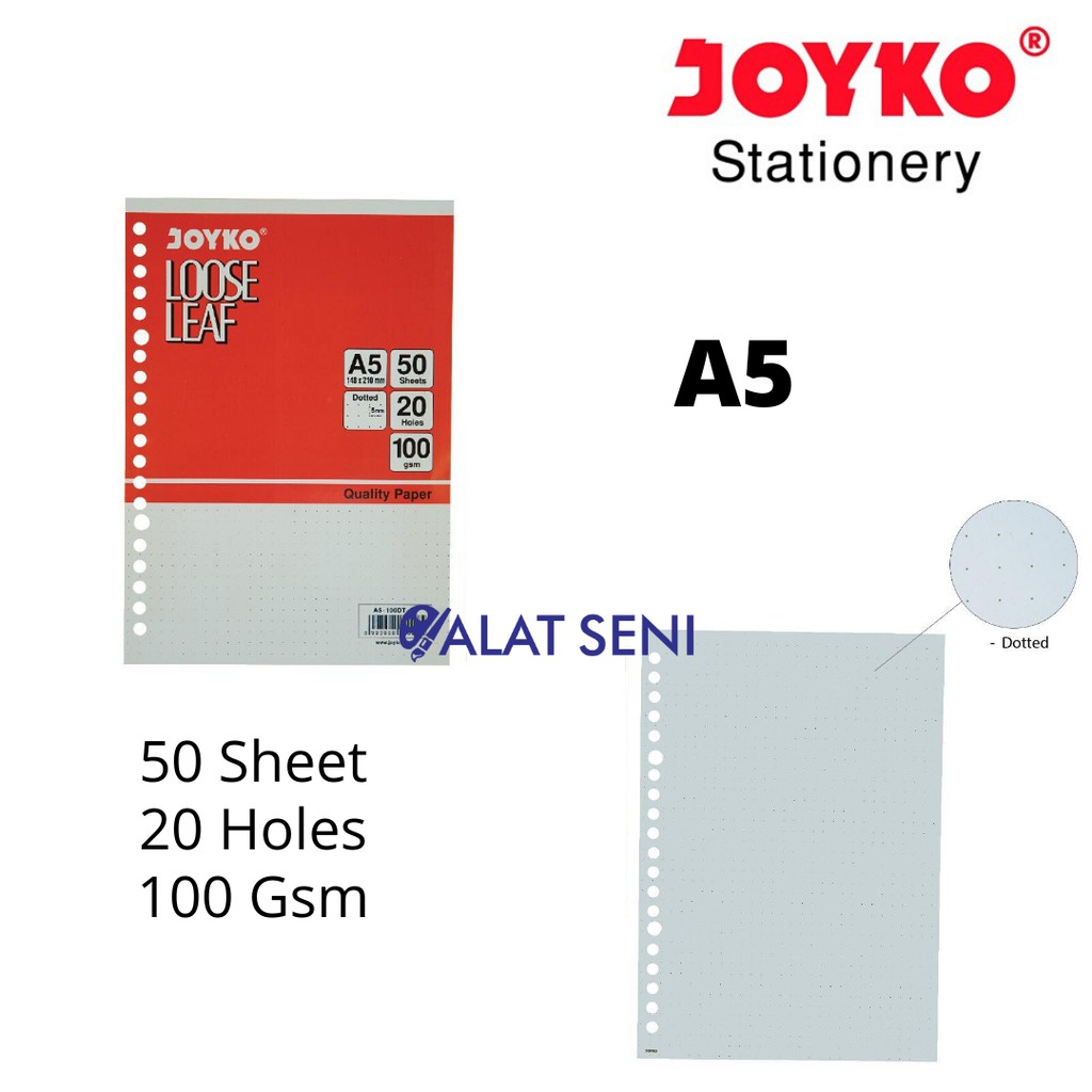 Jual Joyko Loose Leaf Dotted 5x5mm A5 100Gsm 50 Sheet /Binder Titik Dot ...