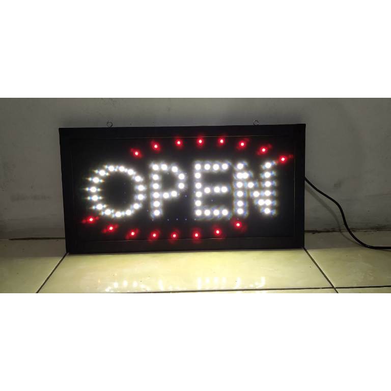 Jual Papan Tulisan Lampu Led Sign Display Open Warna Putih Promosi Murah Shopee Indonesia 5521