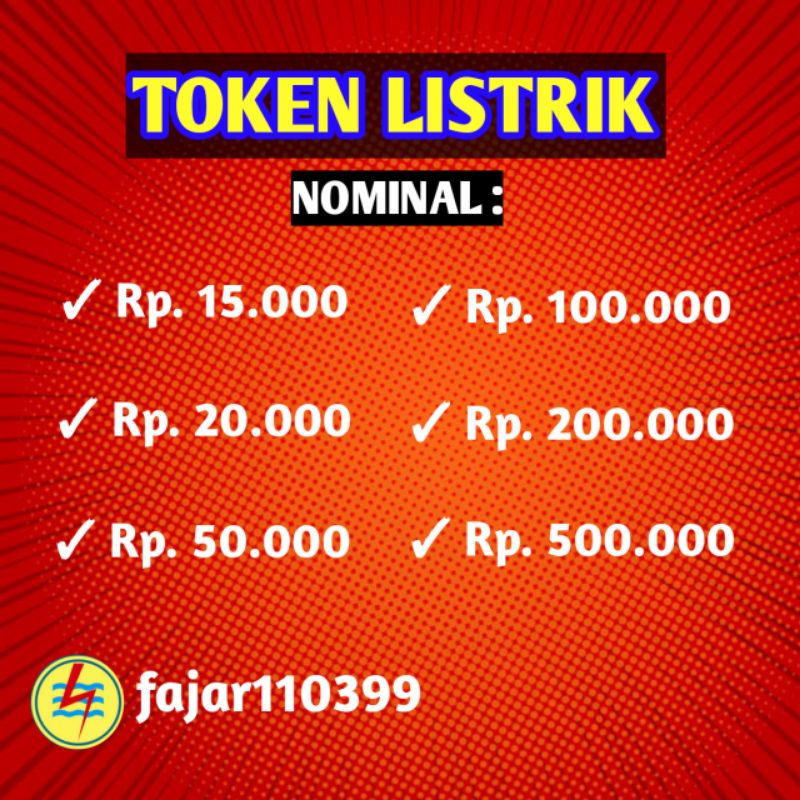 Jual TOKEN LISTRIK PRABAYAR PROMO PLN 15 15k 20 20k 50 50k 100 100k 200 ...
