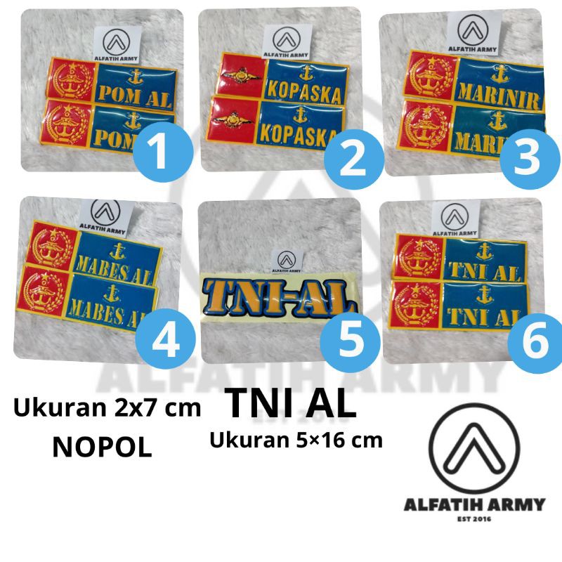 Jual [2pcs]alfatih Army Stiker Nopol Tni Al Kopaska Marinir Mabes Pom