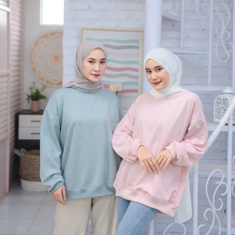 Jual Basic Sweater Bahan Fleece Ukuran Oversize Ld Cm Shopee Indonesia