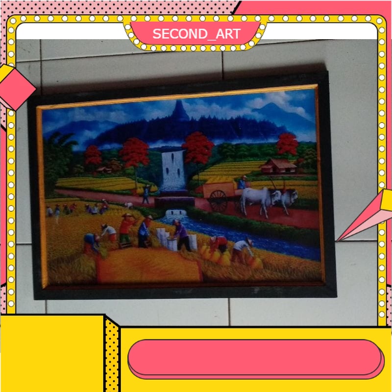 Jual Lukisan murah poster murah hiasan dinding gambar panen raya candi