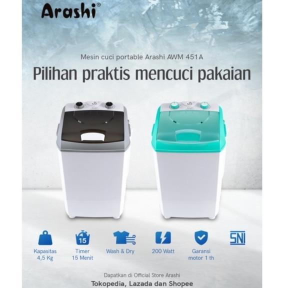 Jual Mesin Cuci Portable Arashi AWM 451A Kapasitas 4,5kg Laundry ...