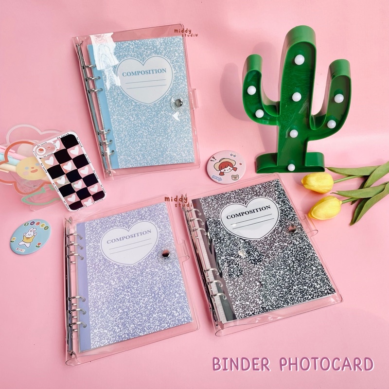 Jual BINDER COMPOSITION BOOK PHOTOCARD AESTHETIC TRANSPARANT A5 6RING