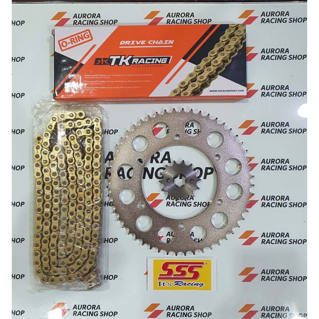 Jual GEAR SET SSS MT15 / XSR 155 & RANTAI TK ORING 428 HPO GOLD