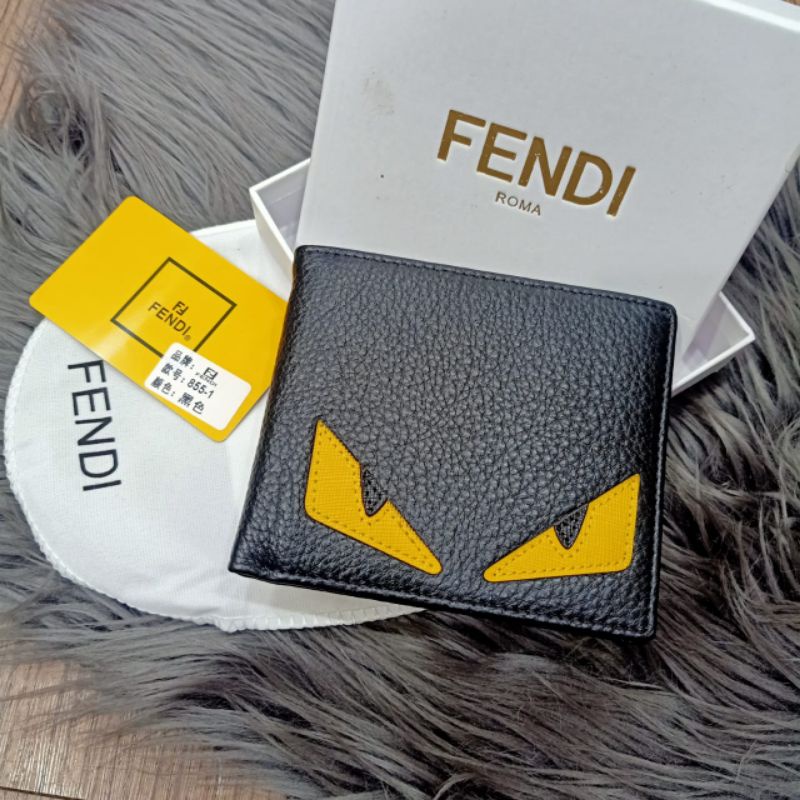 Fendi yellow cheap eyes wallet