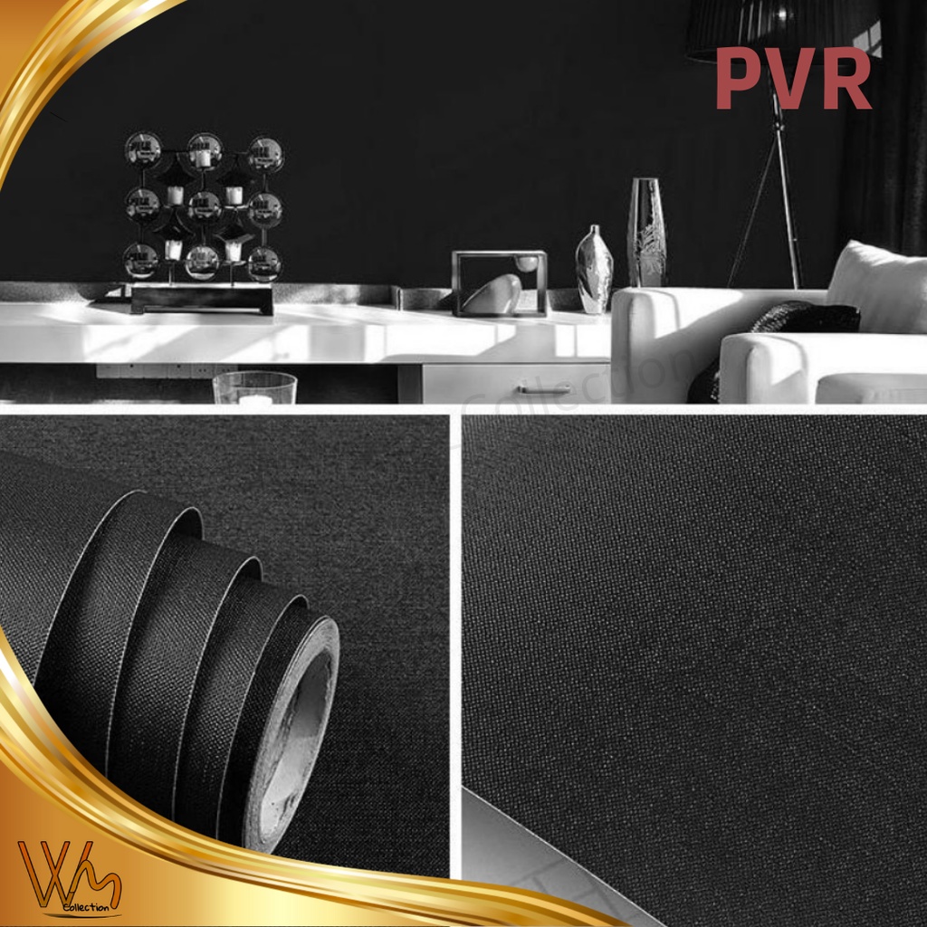 Jual Wallpaper Dinding Motif Polos Hitam Pastel 45cm x 5m Wallpaper