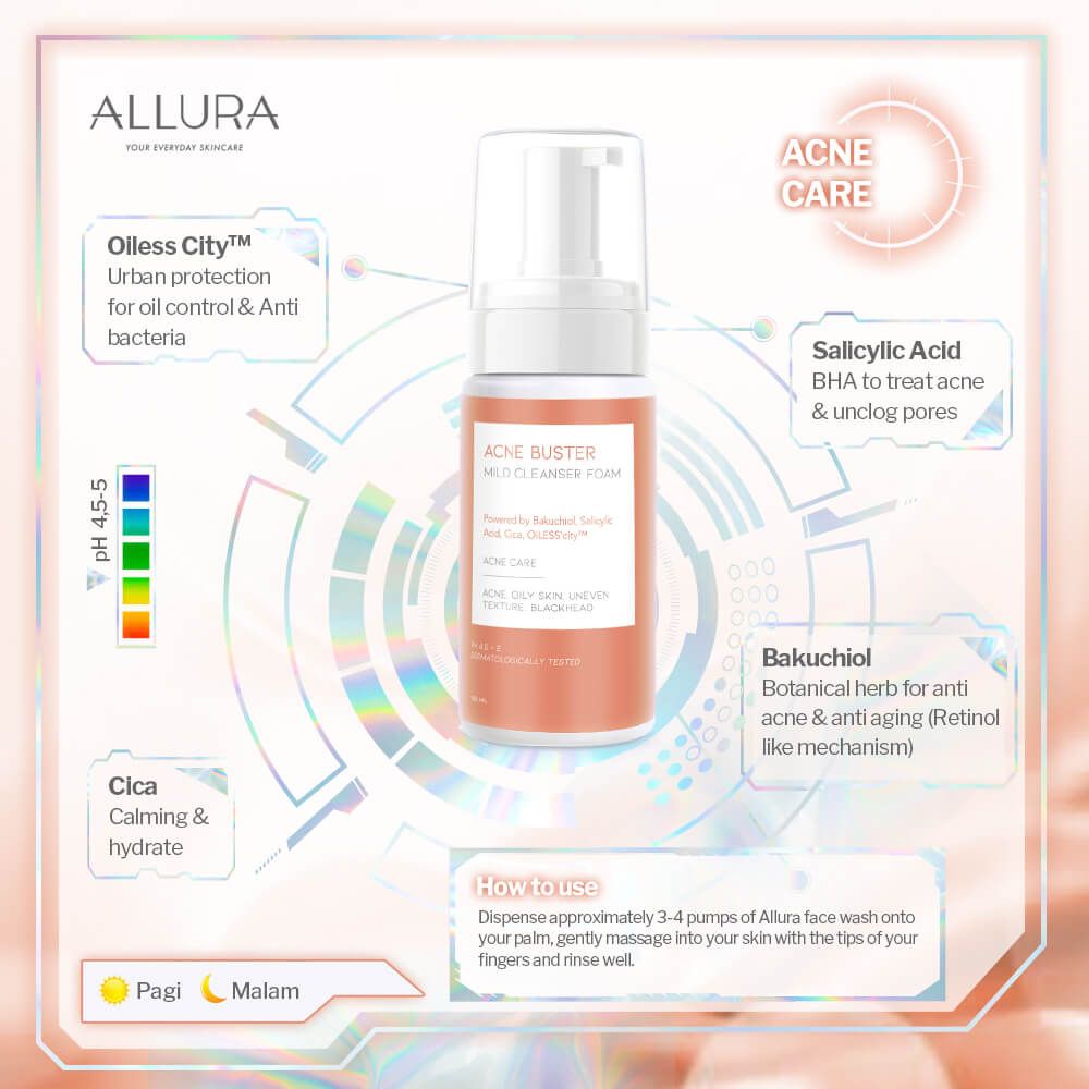 Jual Allura Acne Buster Mild Cleanser Foam | Shopee Indonesia
