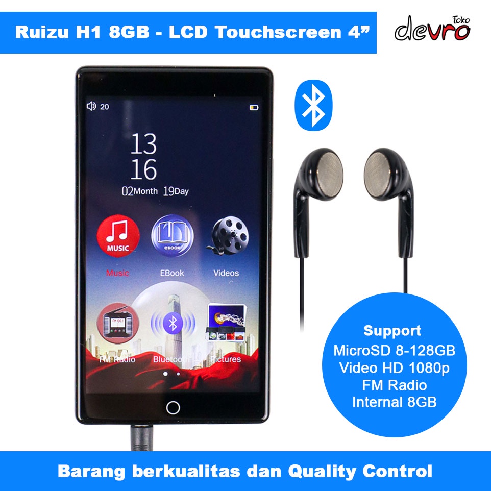 Jual Ruizu H1 Smart DAP MP3 Player MP4 Player Bluetooth Touchscreen 4 ...