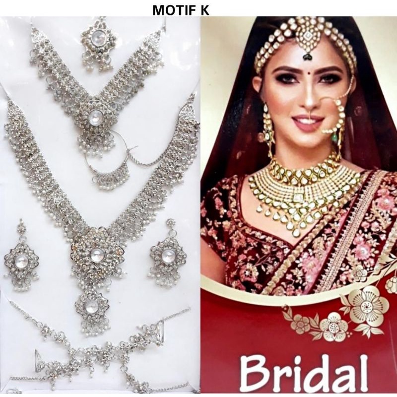 Jual kalung pesta pengantin silver / set Bridal India / Kalung silver Shopee Indonesia