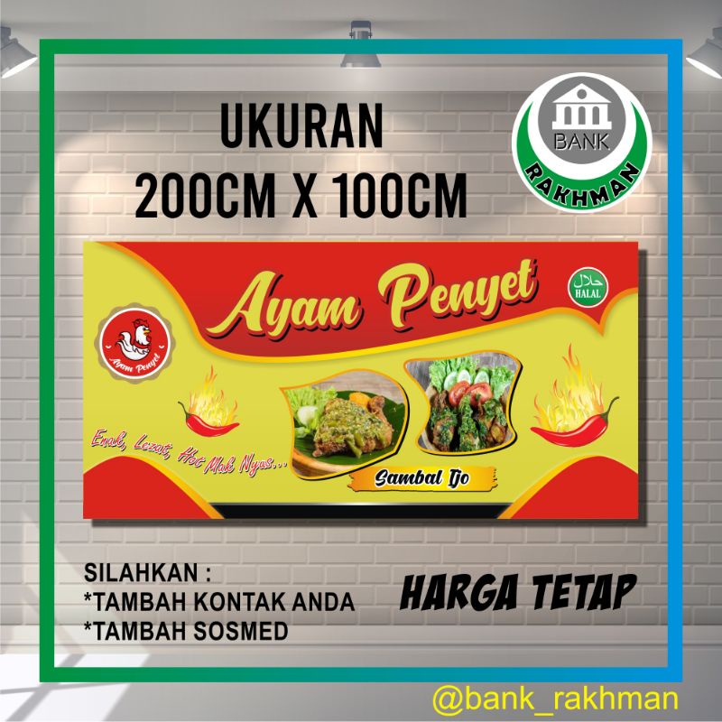 Jual Spanduk Banner Ayam Penyet Ukuran 200cm X 100cm Shopee Indonesia