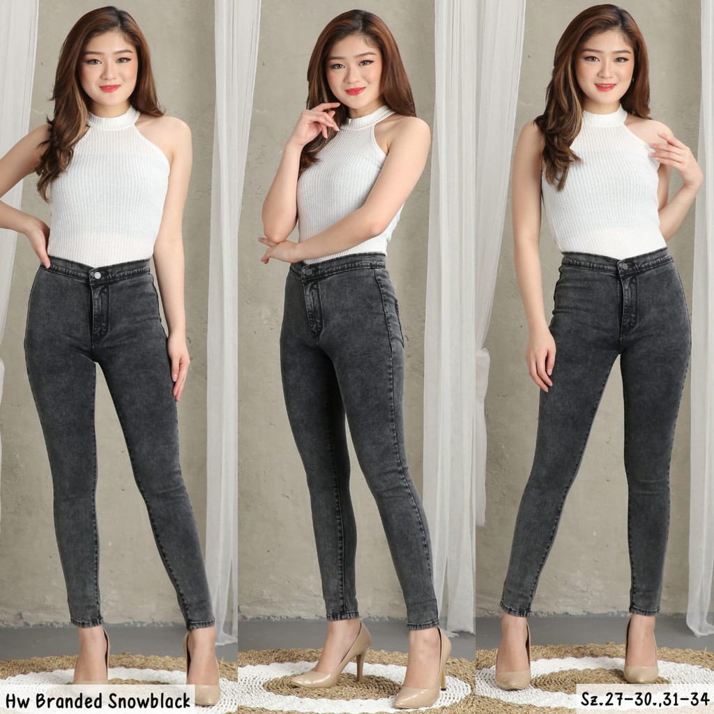 Jual CELANA JEANS WANITA / CELANA HW POLOS / HIGHWAIST JEANS / HW SOFT