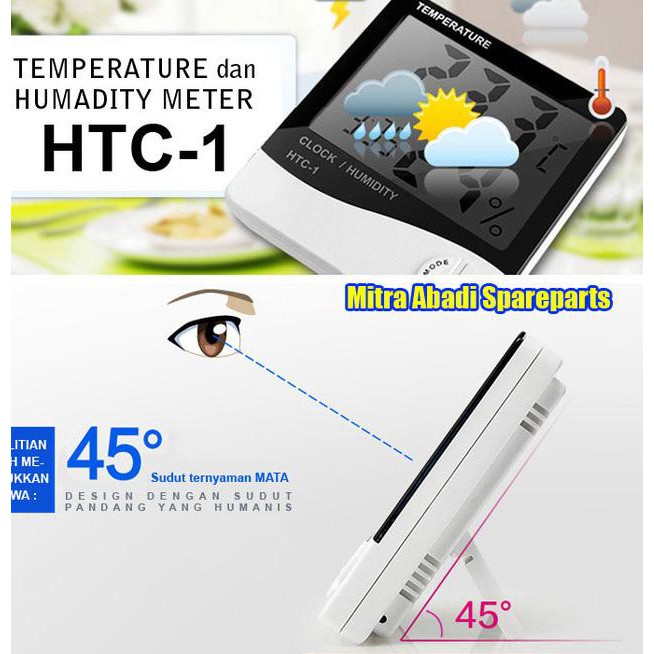 Jual Humidity & Temperature Meter/Thermometer HTC-1 + Jam/Clock ...