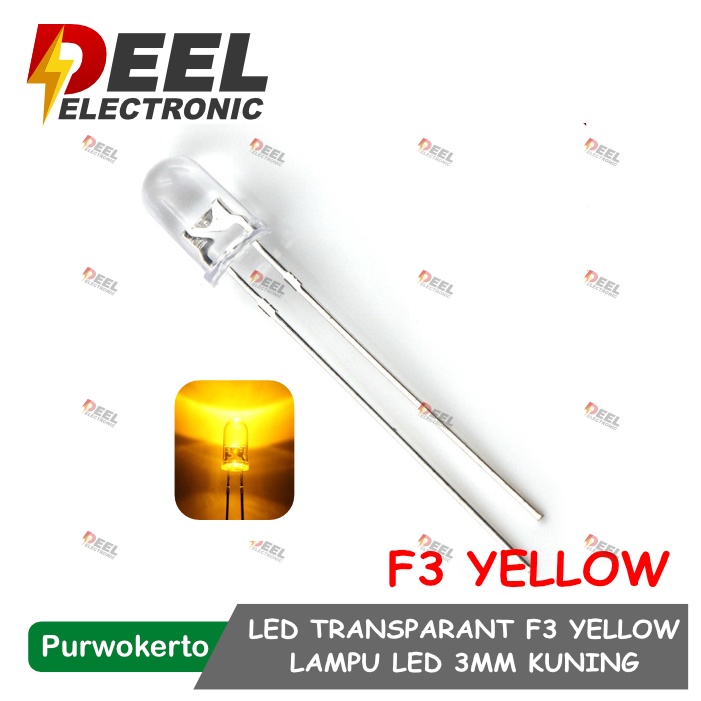 Jual LED TRANSPARANT 3MM YELLOW KUNING LAMPU LED DIODE F3 BENING KUNING ...