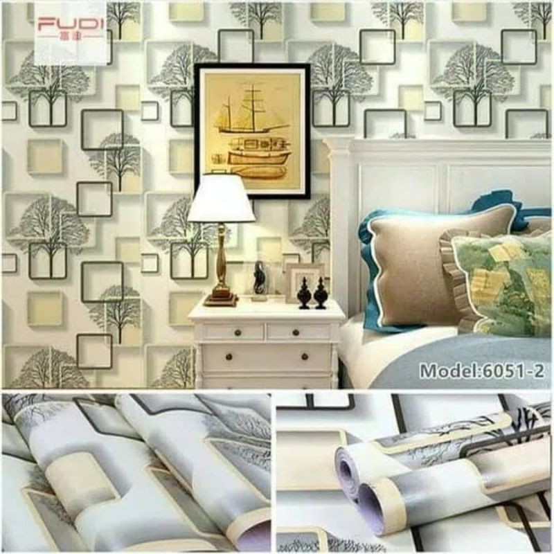 Jual Wallpaper Dinding Kotak Sticker Dinding Kotak Krem 3D Shopee