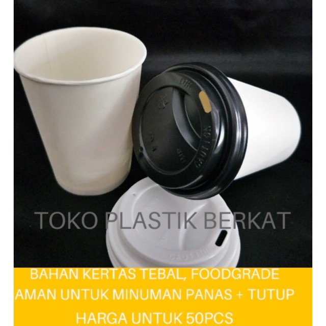 Jual Paper Cup putih tutup 8oz (gelas dan tutup) | Shopee Indonesia