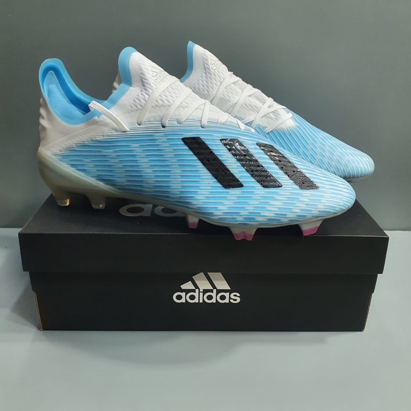 Sepatu Bola Adidas X 19.1 White Cyan Blue