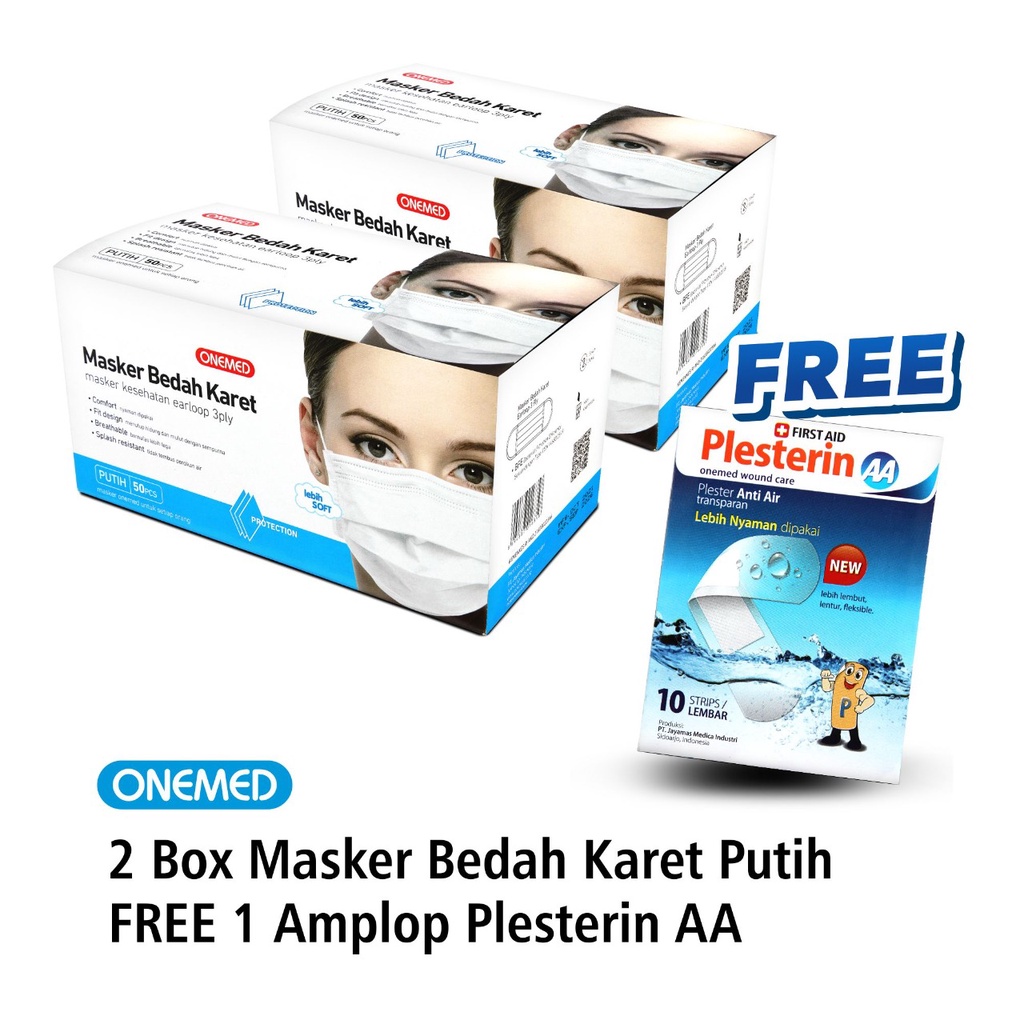 Jual Masker Karet Medis Warna OneMed 2 Box Free Plesterin AA Amplop ...