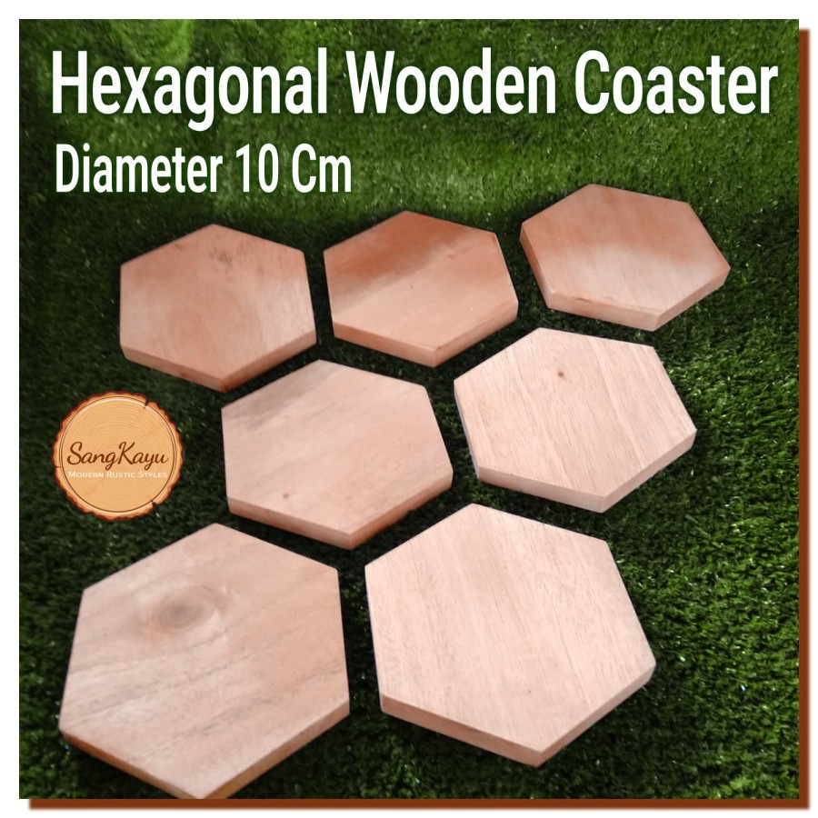 Jual Hexagonal Wood Coasters Tatakan Gelas Kayu Alami Segi Enam Unik Antik Shopee Indonesia