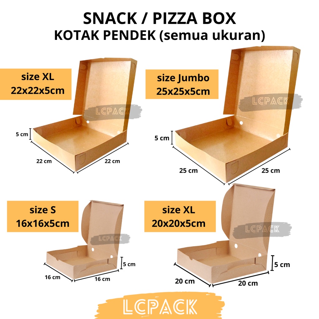 Jual PAPER SNACK BOX PIZZA BOX CROFFLE 16 16 5 cm KOTAK PENDEK DUS ...