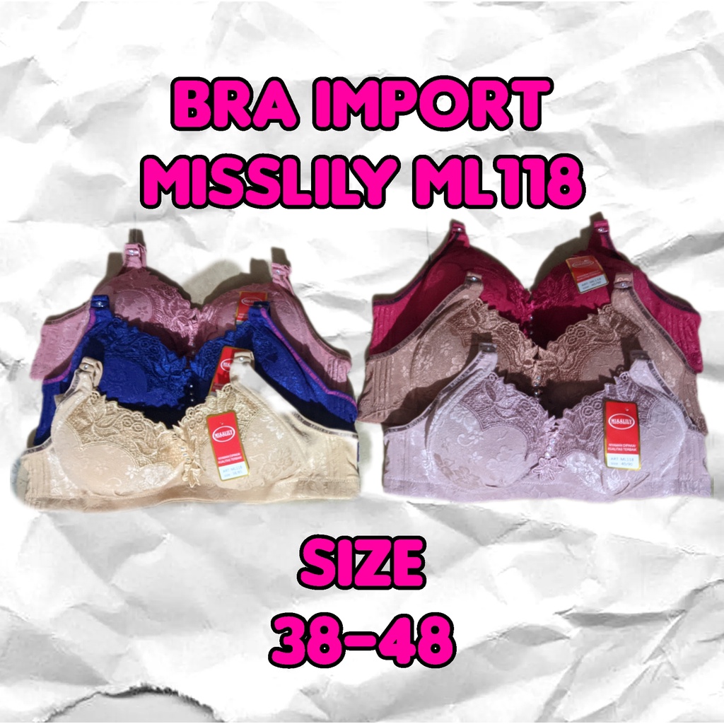Jual BRA IMPORT BH MISSLILY/ MISSLILYY/ Bra Busa Tanpa Kawat Kancing 3 ...