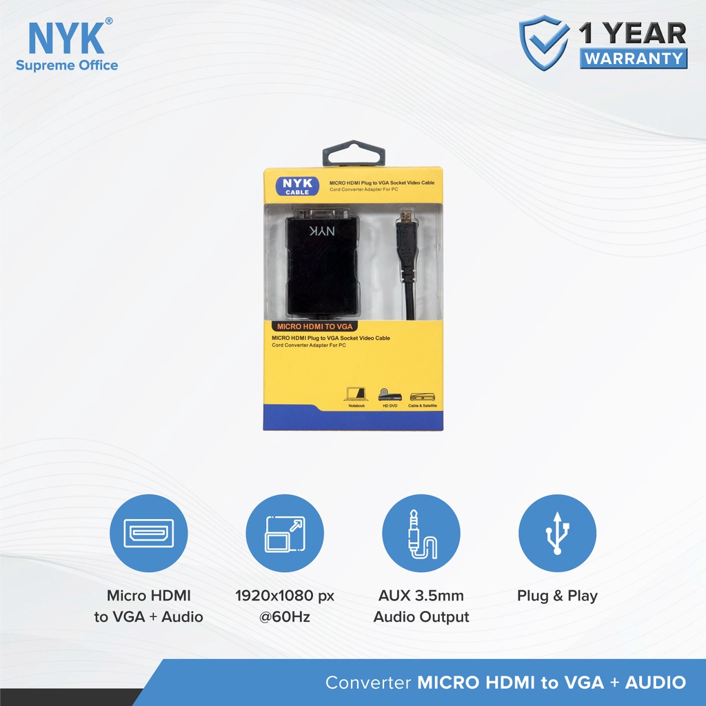 NYK Kabel Converter Micro HDMI TO VGA+Audio COD (6)