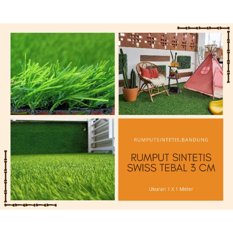 Jual RUMPUT SINTETIS SWISS TEBAL 3CM UKURAN 1 X 1 Meter PREMIUM ...