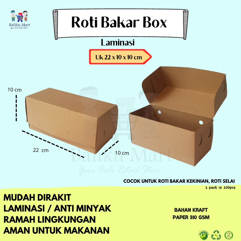 Jual Box Roti Bakar Laminasi (22x10x10cm) 1 Pack isi 100pcs | Shopee ...