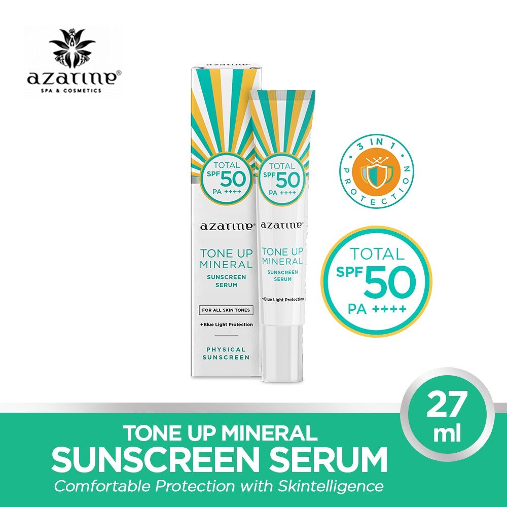 Jual Azarine Tone Up Mineral Sunscreen Serum SPF50 PA++++ 27ml | Shopee ...