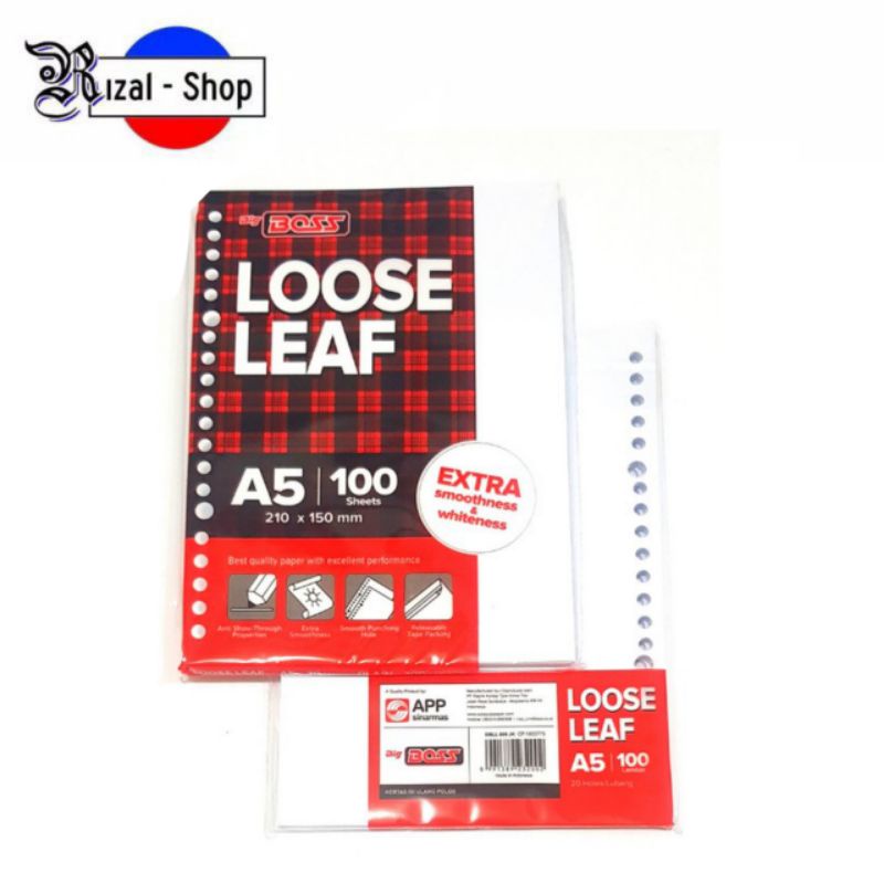 Jual Loose Leaf Isi Binder A5 Polos Isi 100 / 50 Lembar Big Boss ...