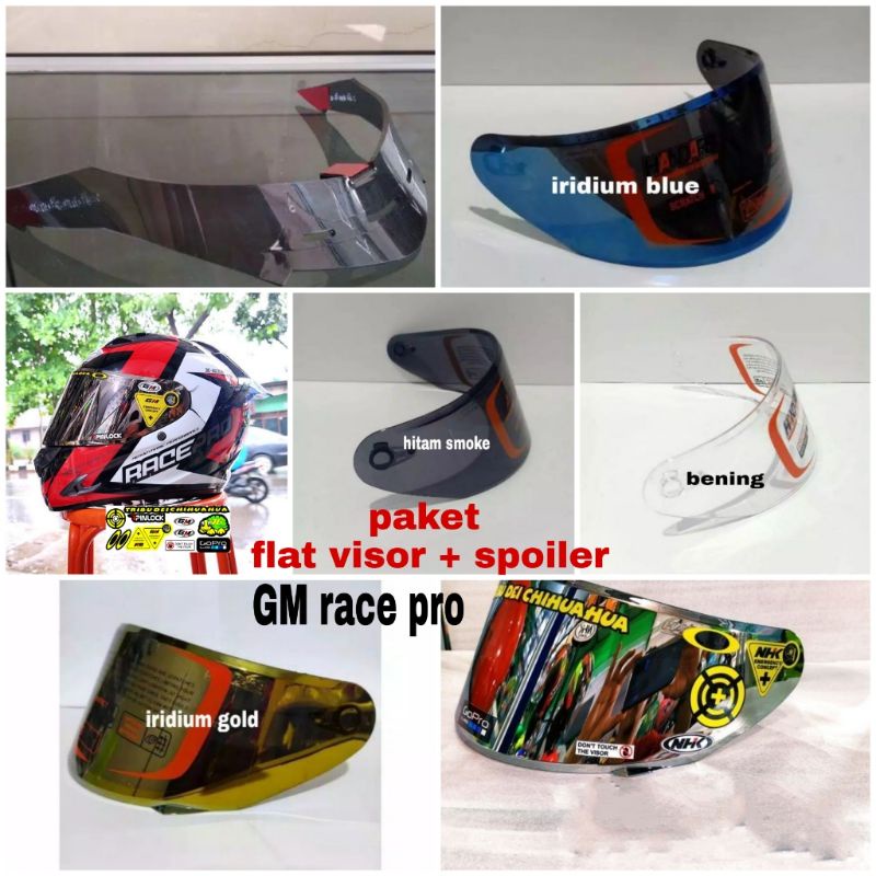 Jual Paket Flat Visor Gm Race Pro Spoiler Free Stiker Visor Shopee