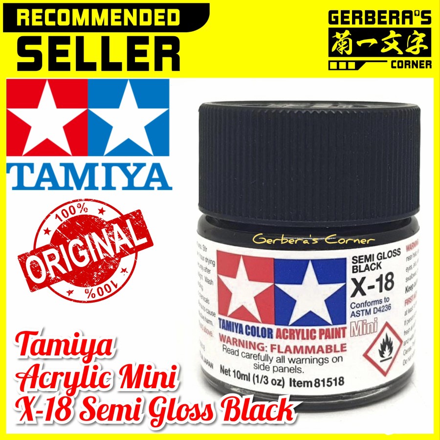 Vernice Acrilica Tamiya X-18 Semi Lucido Nero &ndash; TAM81018