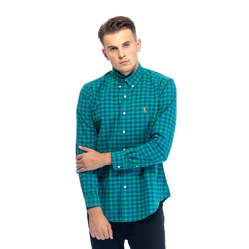 Jual Kemeja Custom Fit Blue Green Chek Men Polo Ralph Lauren M0105 ...