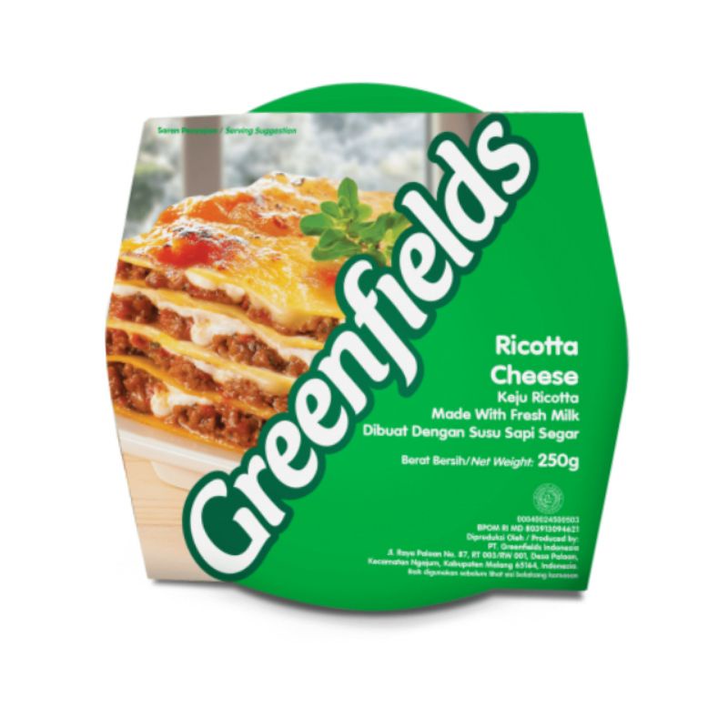 Jual GREENFIELDS Ricotta Cheese 250gr - Keju Ricotta GREENFIELDS ...