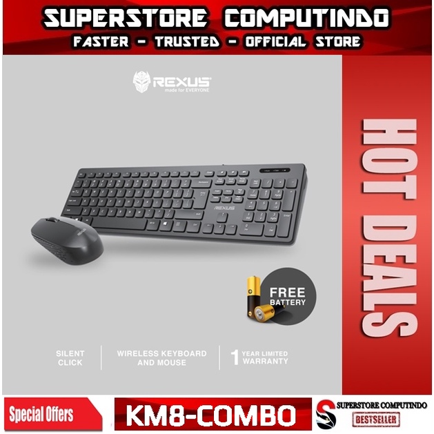 Jual Rexus KM8 Wireless Keyboard Mouse Combo | Shopee Indonesia