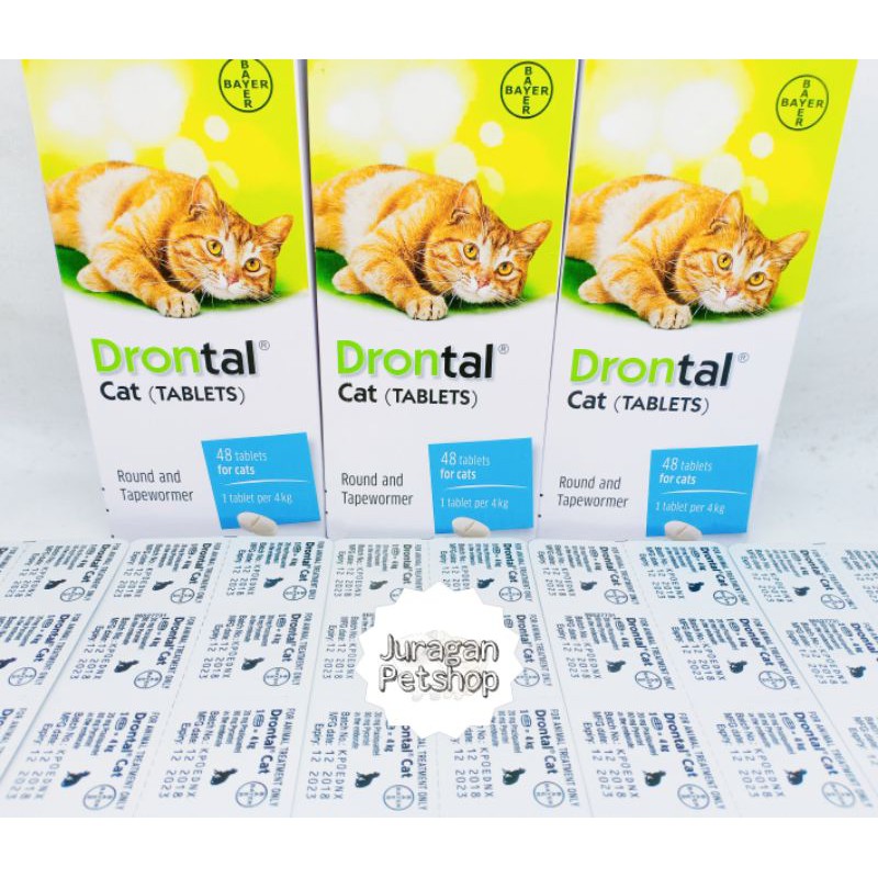 Jual Drontal Cat Tablet (ORIGINAL) |Obat Cacing Kucing 1 TABLET |Obat ...