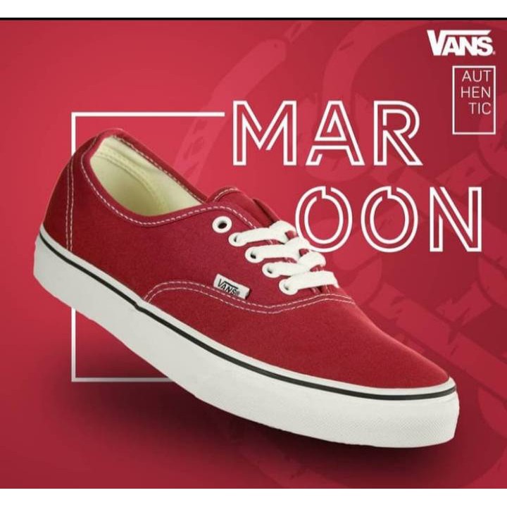 Vans authentic shop merah maroon