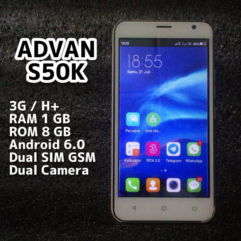 Jual Advan S50K Smartphone Ram 1GB Rom 8GB Sinyal 3G Android | Shopee ...