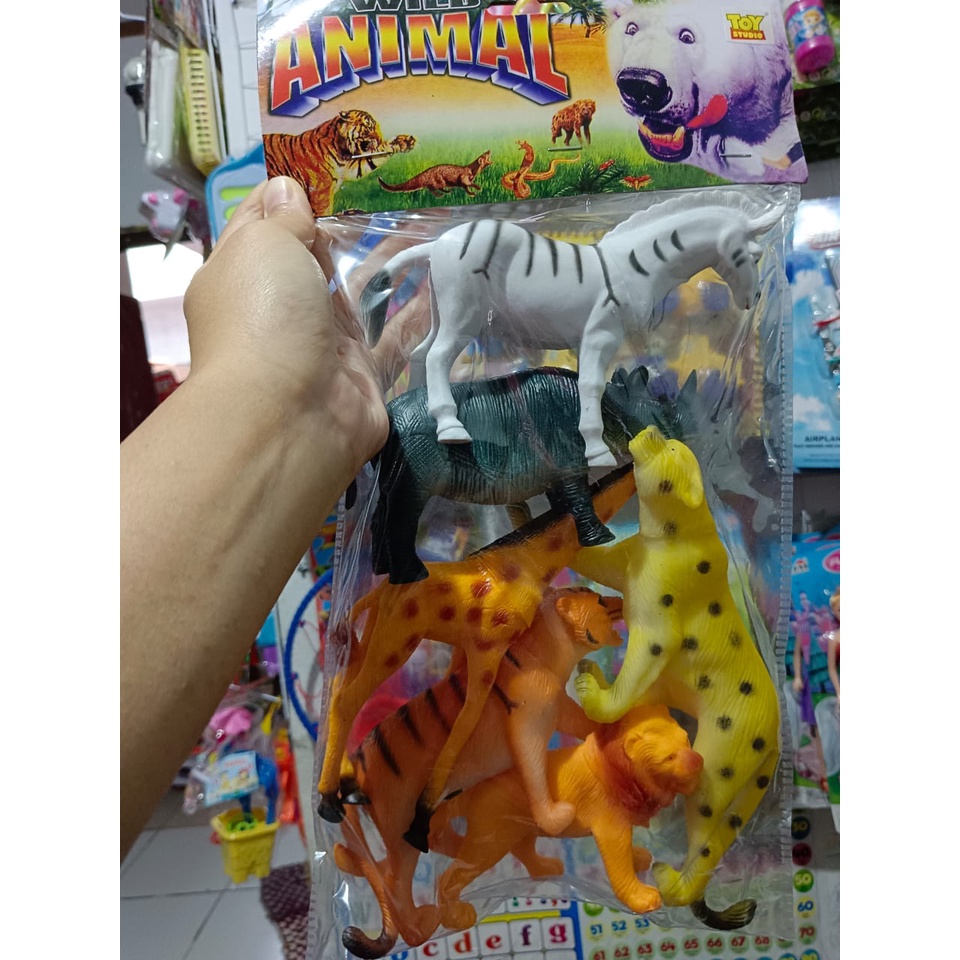 Jual Mainan binatang karet besar Wild Animal isi 6 pcs | Shopee Indonesia