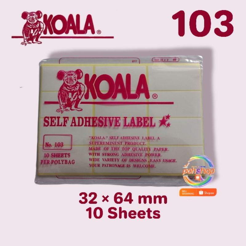 Jual Koala Self Adhesive Label no. 103/10's | Shopee Indonesia