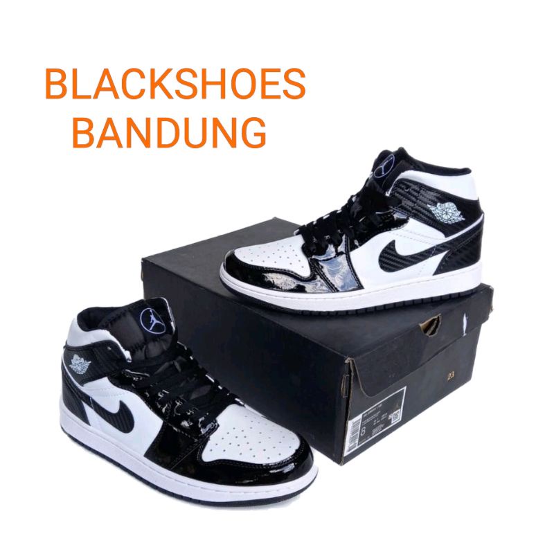 Jual Air Jordan 1 Mid SE ASW Black White CARBON FIBER PATENT LEATHER