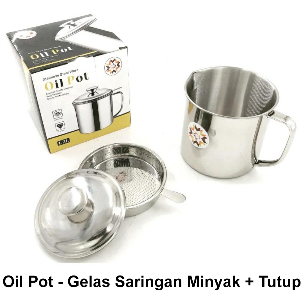 Jual Oil Pot Gelas Saringan Minyak Tutup 12l Bahan Stainless Tlm Shopee Indonesia 5628