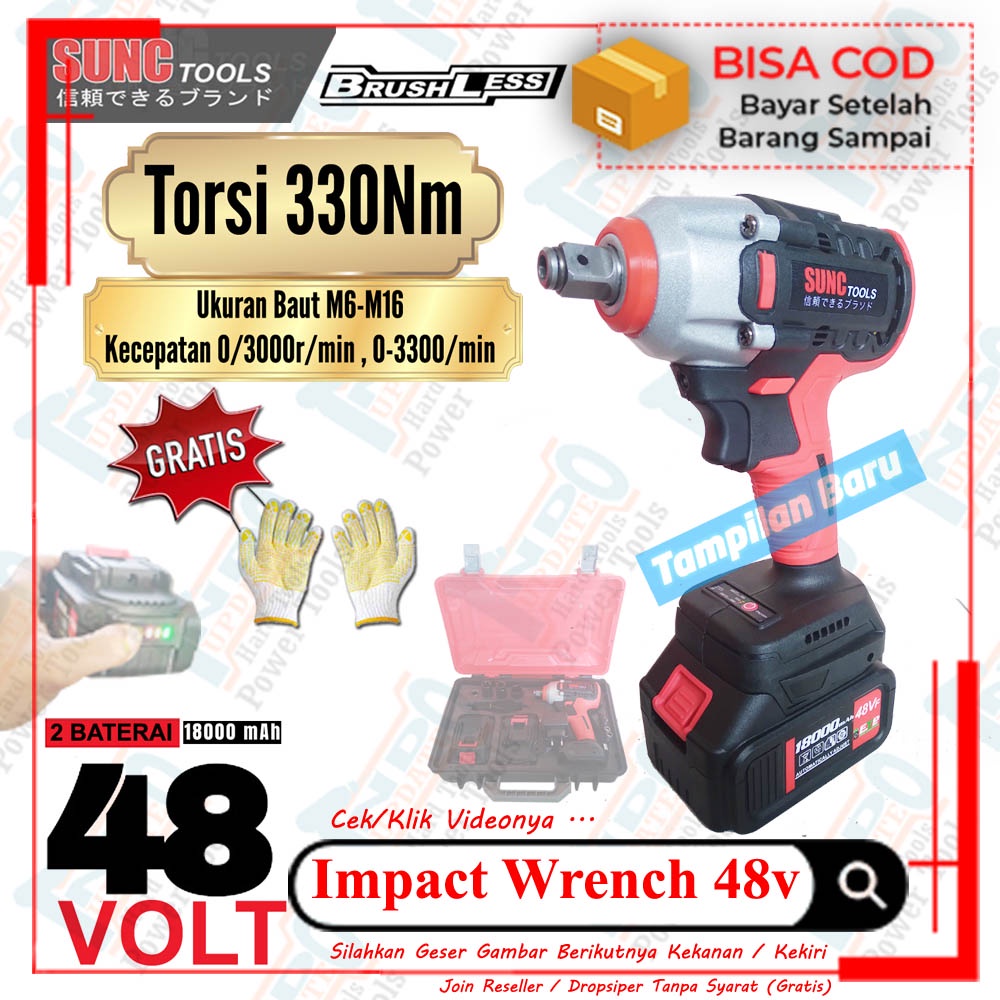 Jual Mesin Pembuka Baut Impact Wrench Baterai Sunc Tools 48v 2 Pencabut ...