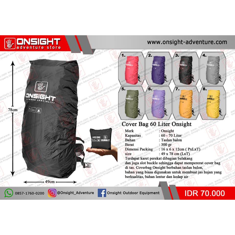 Jual Cover Bag Onsight 60 Liter | Shopee Indonesia