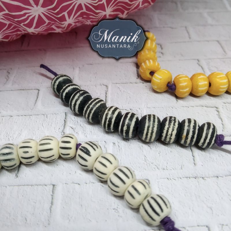 Jual Manik Nusantara Tulang Bulat Donut Hitam / Putih / Kuning 8mm ...