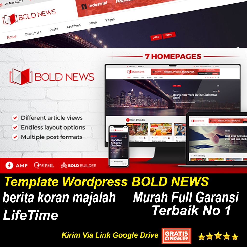 Jual Template Wordpress BOLD NEWS Premium berita koran majalah | Shopee ...