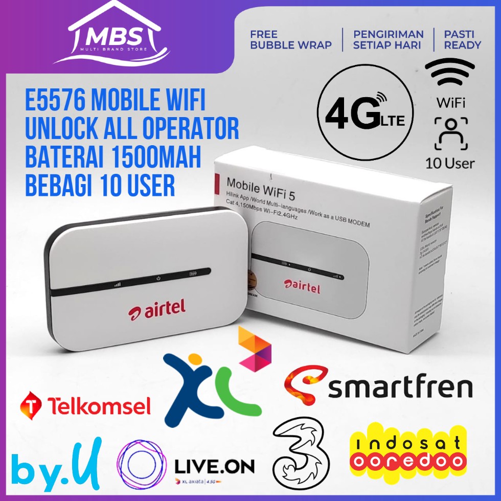 Jual Modem WIFI 4G LTE Mifi E5576 Unlock All Operator Bypass Baterai ...